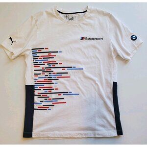 BMW Motorsport Shirt Men's SMALL White Puma Short Sleeve Crew Neck T-Shirt